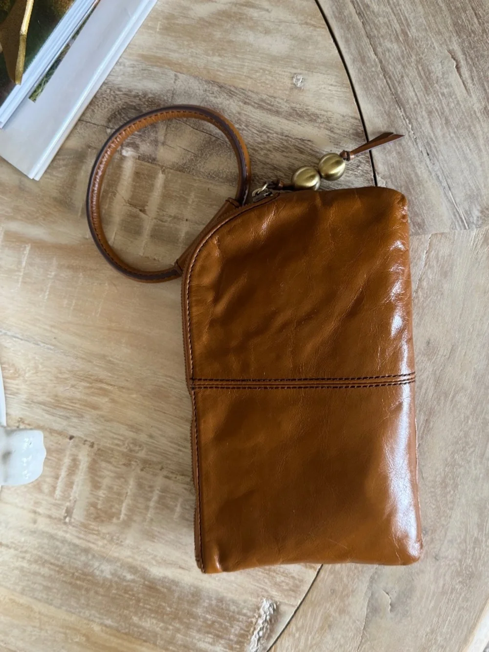 HOBO Sable Wristlet Clutch in Truffle & Antique Brass Studs.  New without tags.